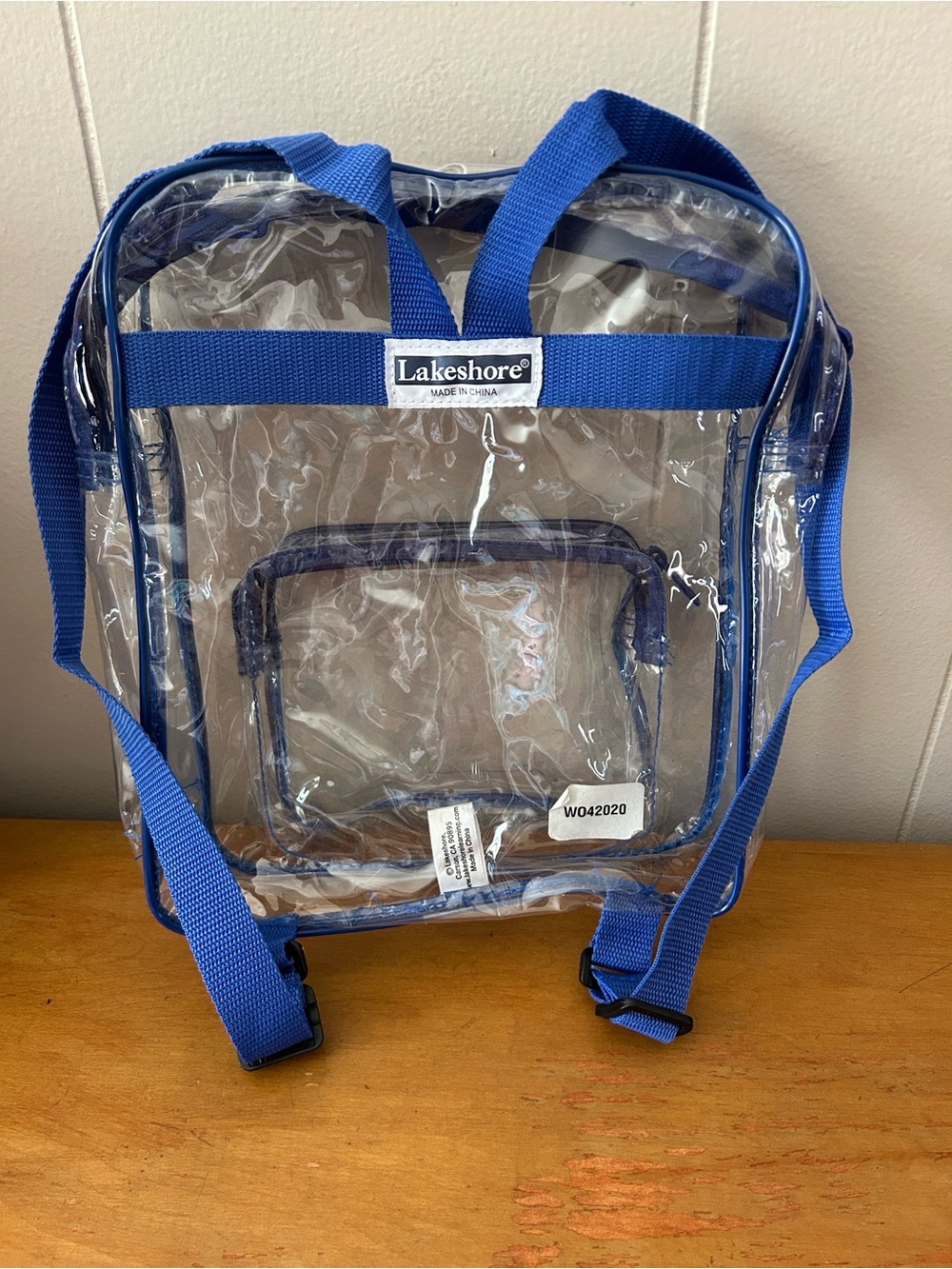 Clear PVC Backpack with Blue Trim - Women Bags Backpacks